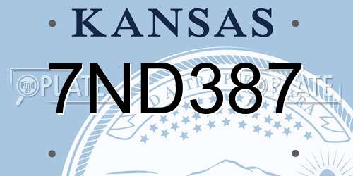 7ND387 Kansas License Plate