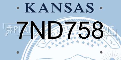7ND758 Kansas License Plate