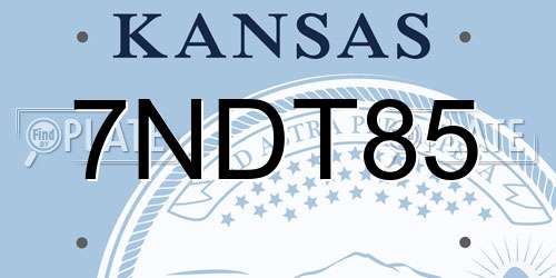 7NDT85 Kansas License Plate