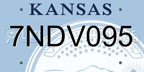 7NDV095 Kansas License Plate