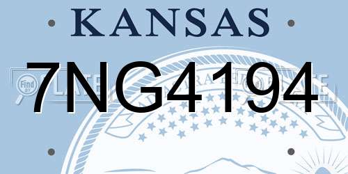 7NG4194 Kansas License Plate