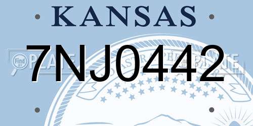 7NJ0442 Kansas License Plate