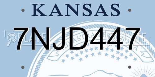 7NJD447 Kansas License Plate