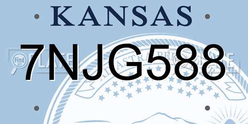 7NJG588 Kansas License Plate
