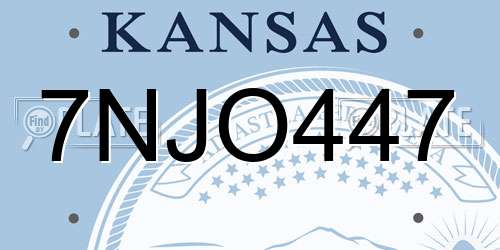 7NJO447 Kansas License Plate