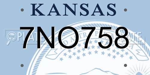 7NO758 Kansas License Plate