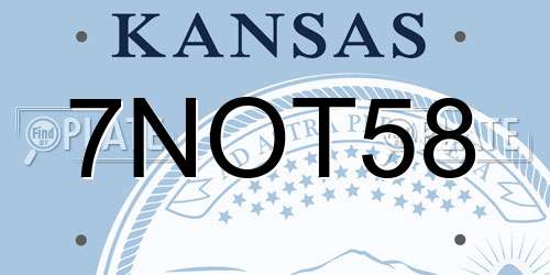 7NOT58 Kansas License Plate