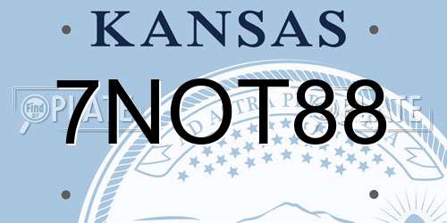 7NOT88 Kansas License Plate