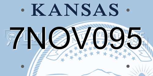 7NOV095 Kansas License Plate