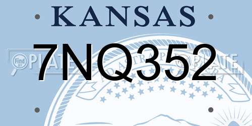 7NQ352 Kansas License Plate