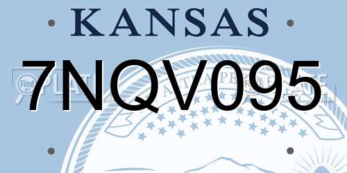 7NQV095 Kansas License Plate