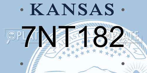 7NT182 Kansas License Plate