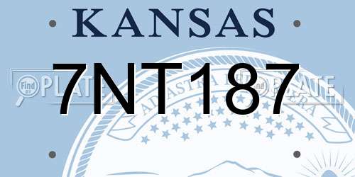 7NT187 Kansas License Plate