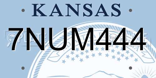 7NUM444 Kansas License Plate
