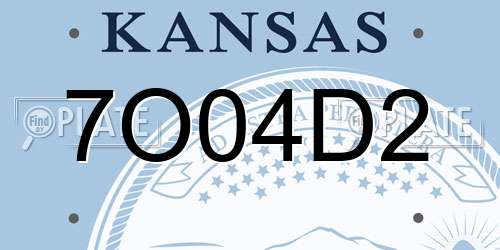 7O04D2 Kansas License Plate