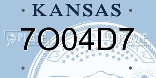 7O04D7 Kansas License Plate