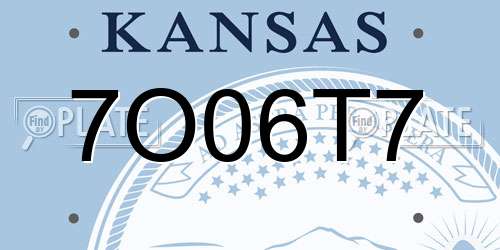 7O06T7 Kansas License Plate