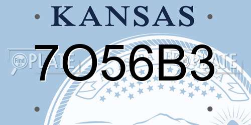 7O56B3 Kansas License Plate