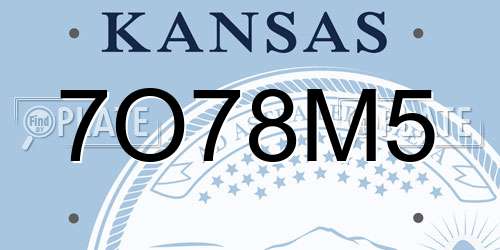 7O78M5 Kansas License Plate