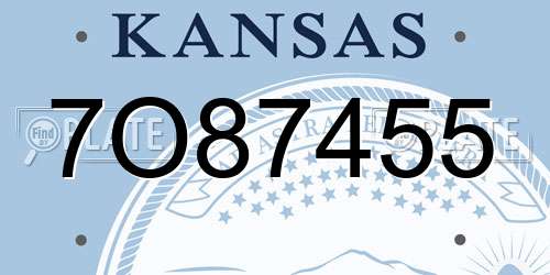 7O87455 Kansas License Plate