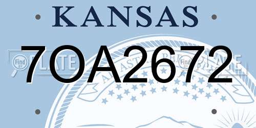 7OA2672 Kansas License Plate