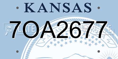 7OA2677 Kansas License Plate