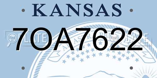 7OA7622 Kansas License Plate