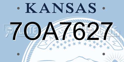 7OA7627 Kansas License Plate