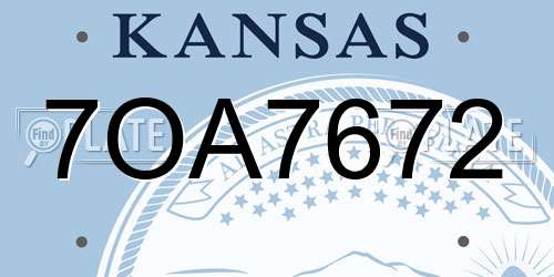 7OA7672 Kansas License Plate