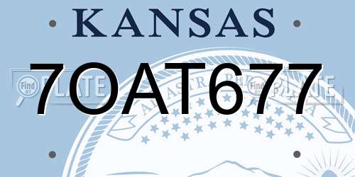 7OAT677 Kansas License Plate
