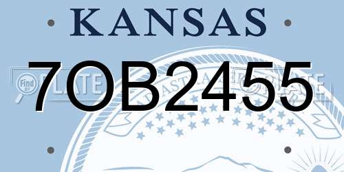 7OB2455 Kansas License Plate