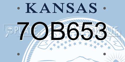 7OB653 Kansas License Plate