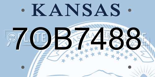 7OB7488 Kansas License Plate
