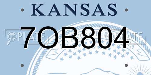 7OB804 Kansas License Plate