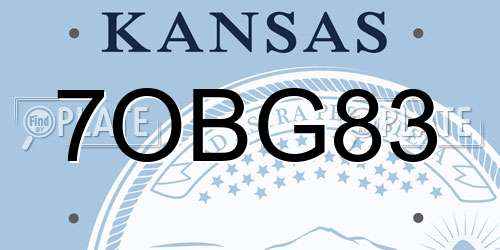 7OBG83 Kansas License Plate