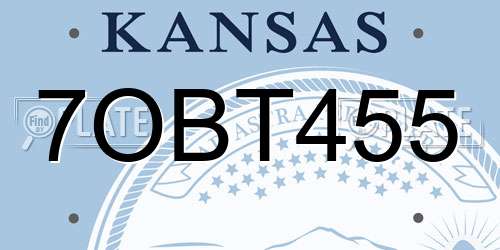 7OBT455 Kansas License Plate