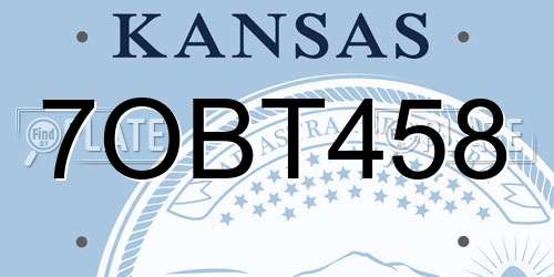 7OBT458 Kansas License Plate