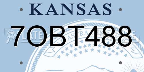 7OBT488 Kansas License Plate