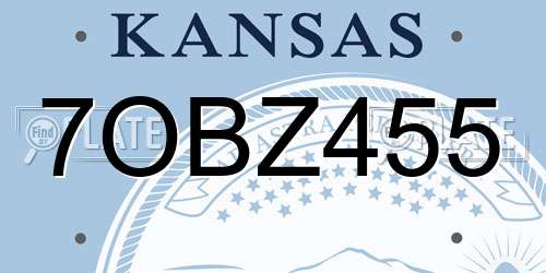 7OBZ455 Kansas License Plate
