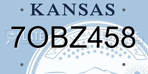 7OBZ458 Kansas License Plate