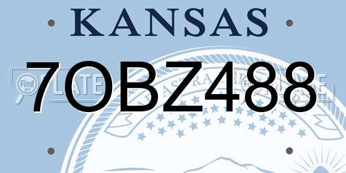 7OBZ488 Kansas License Plate