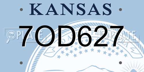7OD627 Kansas License Plate