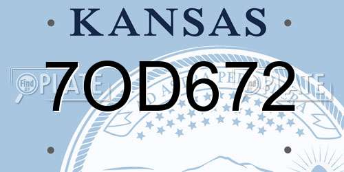 7OD672 Kansas License Plate