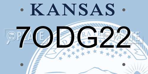 7ODG22 Kansas License Plate