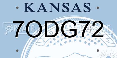 7ODG72 Kansas License Plate