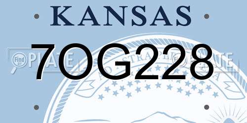 7OG228 Kansas License Plate