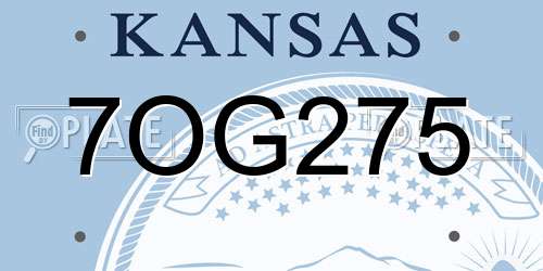 7OG275 Kansas License Plate