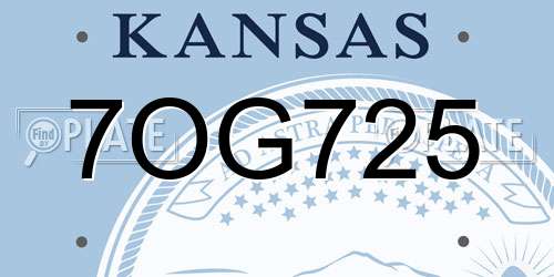 7OG725 Kansas License Plate