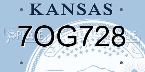 7OG728 Kansas License Plate