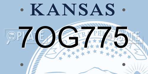 7OG775 Kansas License Plate